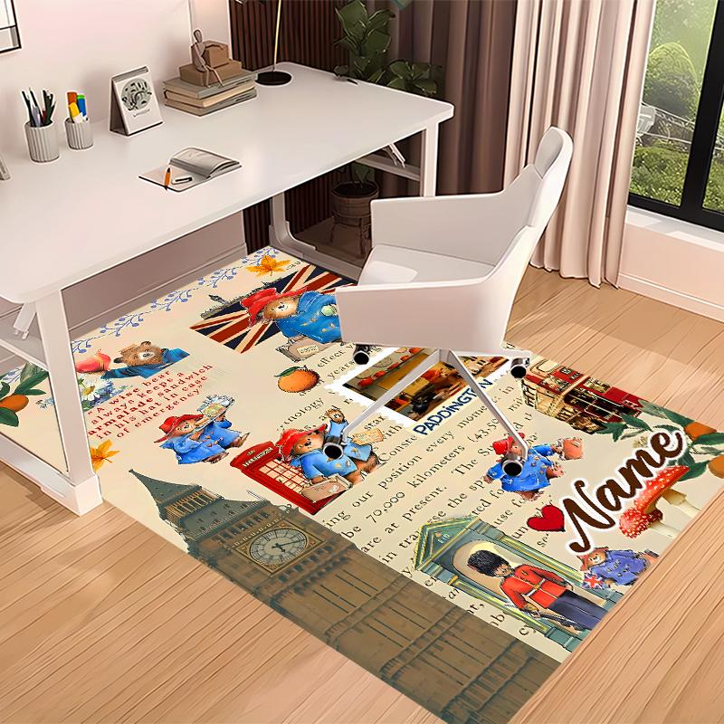 Custom personalization Paddington Bear Print Area Rug - Soft, Washable Non-Slip Indoor Mat,Living Room,Home&Office Decorative Rug