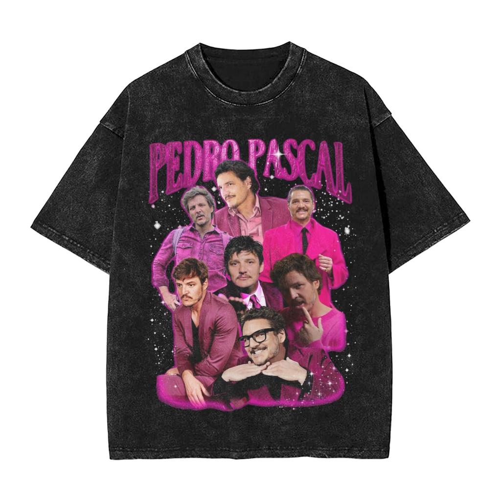 Pedro Pascal Merch Washed T Shirt for Unisex Women Streetwear Hip Hop TShirts Printed Tees Tops Cotton