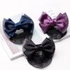 Lady Nurse Bowknot Ribbon Stripe Women Barrette Net Bun Crochet Net Bun Hair Cover Net Bun Snood