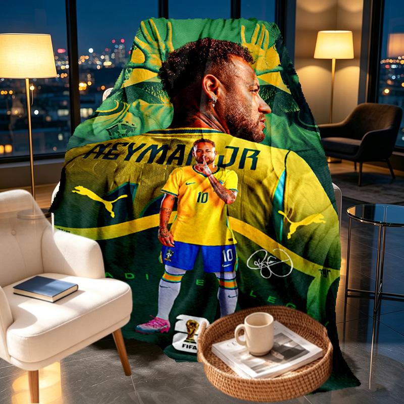 Neymar Jr Print Blanket - Soft & Comfortable, for Bedroom, Travel, Sofa, Home Decoration - Birthday Christmas Gift for Friend