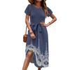 Women's Casual Cute Pattern Print Round Neck Midi Dress Basic Classic Outdoor Everyday Short Sleeve Loose Dress