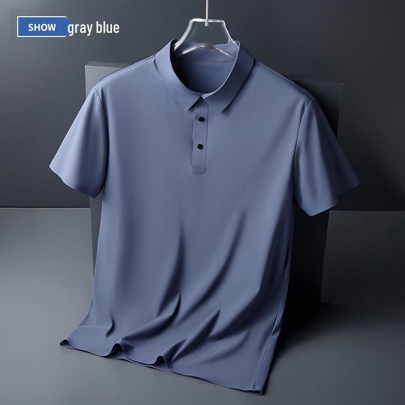 Men's Trendy Seamless Ice Silk Polo Shirt - Short Sleeve, High Quality, Lapel Design for Summer