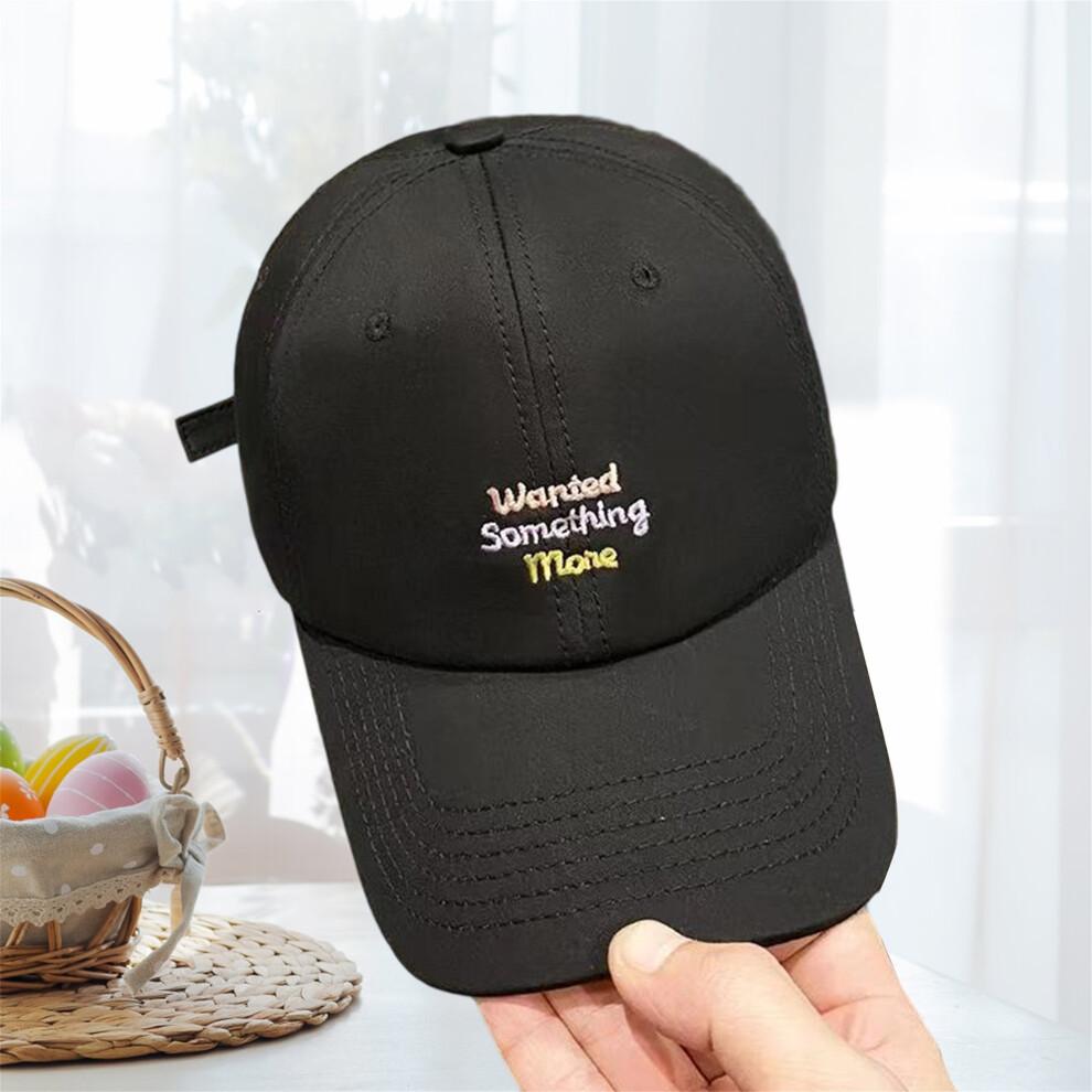 (Один размер, черный) Женская Бейсболка Стильная с Вышивкой Буквы Регулируемая Дышащая Широкополая Солнцезащитная Кепка