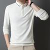 Весна и осень, новая футболка с длинными рукавами, мужская свободная повседневная рубашка с лацканами, деловая рубашка-поло, однотонная мужская осенняя одежда