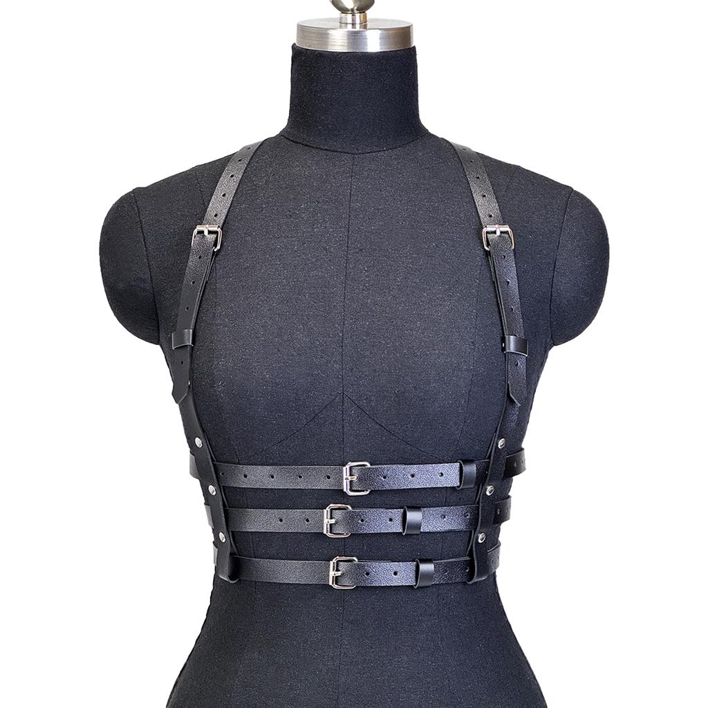 Goth Harness Pu Leather Harness Adjustable Studded Decor Harness Women Gothic Harness Lingerie Bondage Belt