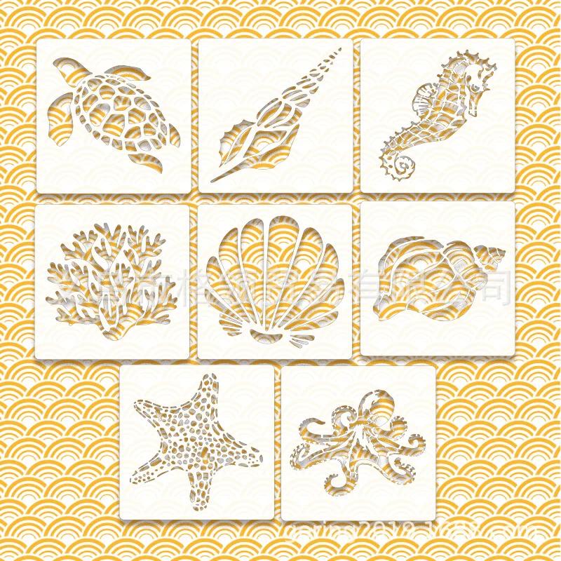 1 шт. 13*13 см белый ПЭТ морские животные серии полые трафареты скрапбукинг настенный плакат граффити аэрозольная краска картина раскрашивание формы