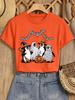 Ladies' Elegant Short Sleeved Penguin Witch Ghost Pumpkin Cartoon Printed Round Neck T-shirt Elegant Retro Comfortable Soft Top