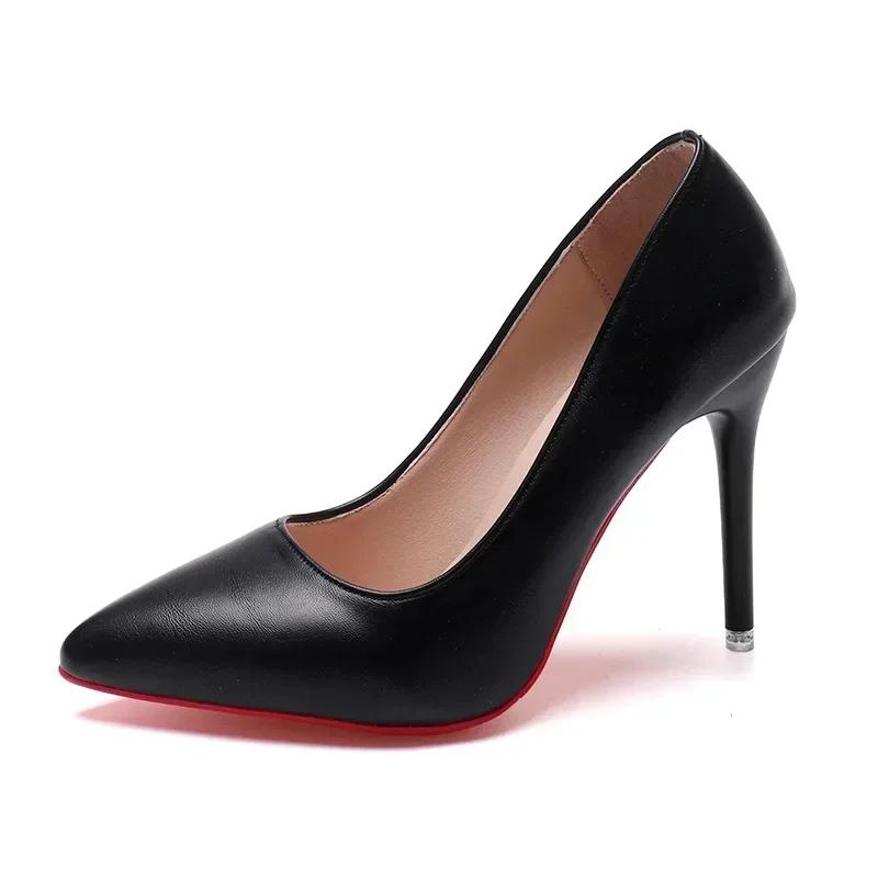Black Stiletto Heels Pumps Women Patent Leather Office Shoes Woman Plus Size 43 Pointed Toe High Heels Shoes Zapatos Mujer