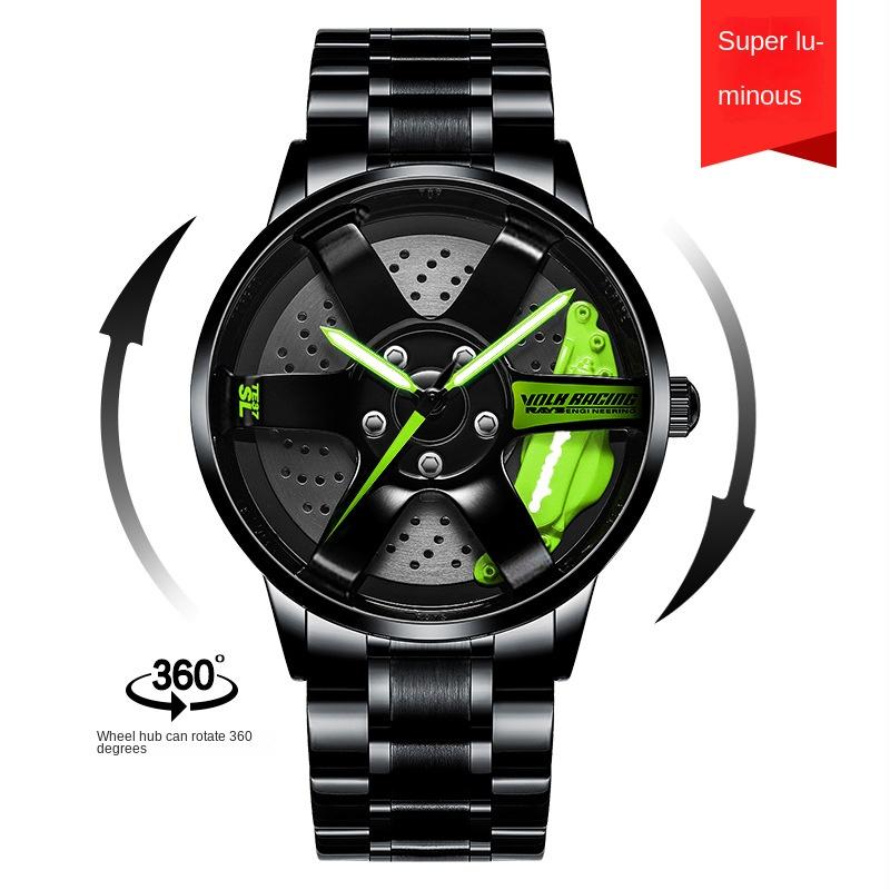 SVJ Genuine TE37 Wheel Hub Watch Трехмерный полый поворотный стол Стол для модификации автомобиля Водонепроницаемые светящиеся гидравлические мужские часы