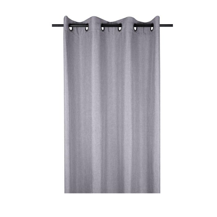 Rideau - Bea - 140 X 280 Cm - Gris Clair - Œillets En Métal Argenté