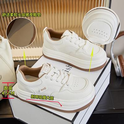 Кожаные маленькие белые туфли женские 2025 весна новая мода кеды повседневные увеличивающие рост туфли на платформе универсальные женские туфли