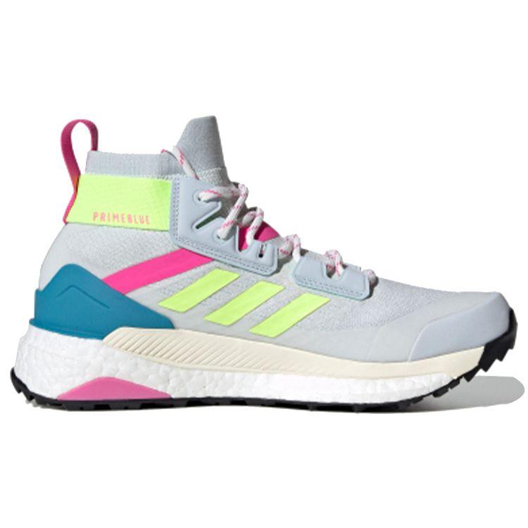 Adidas Terrex Free Hiker Primeblue Halo сине-желтые кричащие розовые женские кроссовки Hi-Res-Yellow FY7336