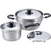 Wahei Freiz Tsubame-Sanjo Overflow-Resistant 16cm Saucepan & 23cm Saucepan with Strainer and Lid, Stainless Steel, Induction and Gas Compatible, Enzo