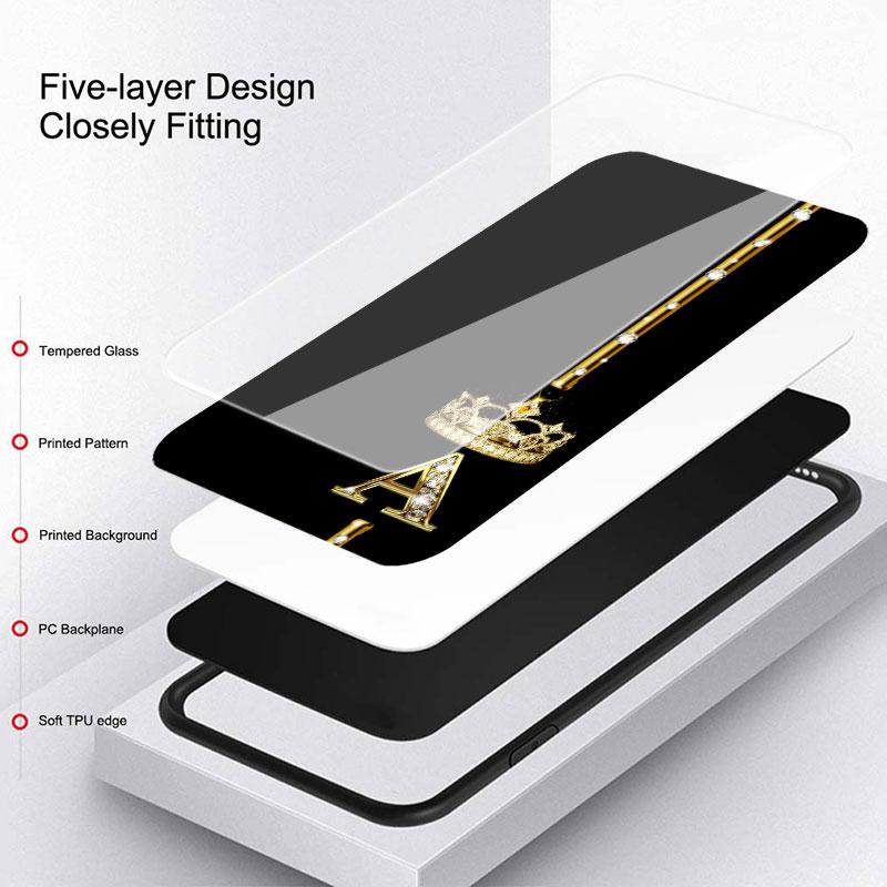 Rose Gold 26 Letters A B C Glass Case For Samsung Galaxy S22 S20 FE S21 Plus Phone Cover S10 5G S9 Note 20 Ultra 10 Lite Shell