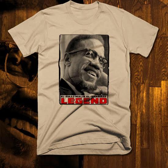 Malcolm X T-Shirt Black History Month African Civil Rights Activist Tan or Gray