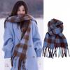Warm Winter Cashmere Scarf Stripe Pattern Thickened Shawl Wrap New Long Tassel Scarves  Women