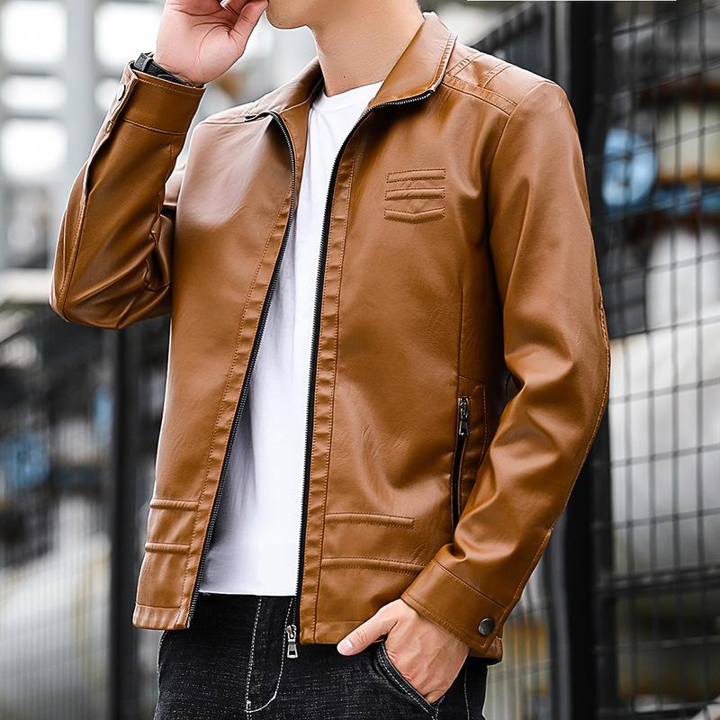 Fleece Leather Jacket Men'S New Trend Locomotive Clothing Autumn And Winter Thickened Warm Tooling Leather Jacket