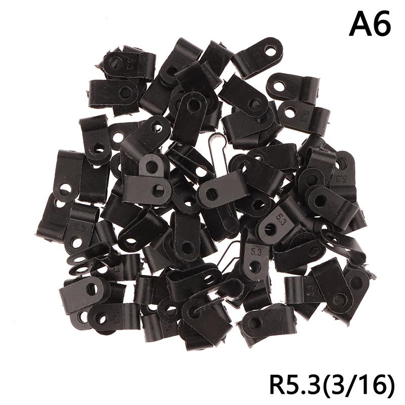 100Pcs/Pack U-Type R-Type Nylon Clamp Cable Clips Plastic Hose Fasteners Mount Fix Hardware Electrical Fitting Wire Management