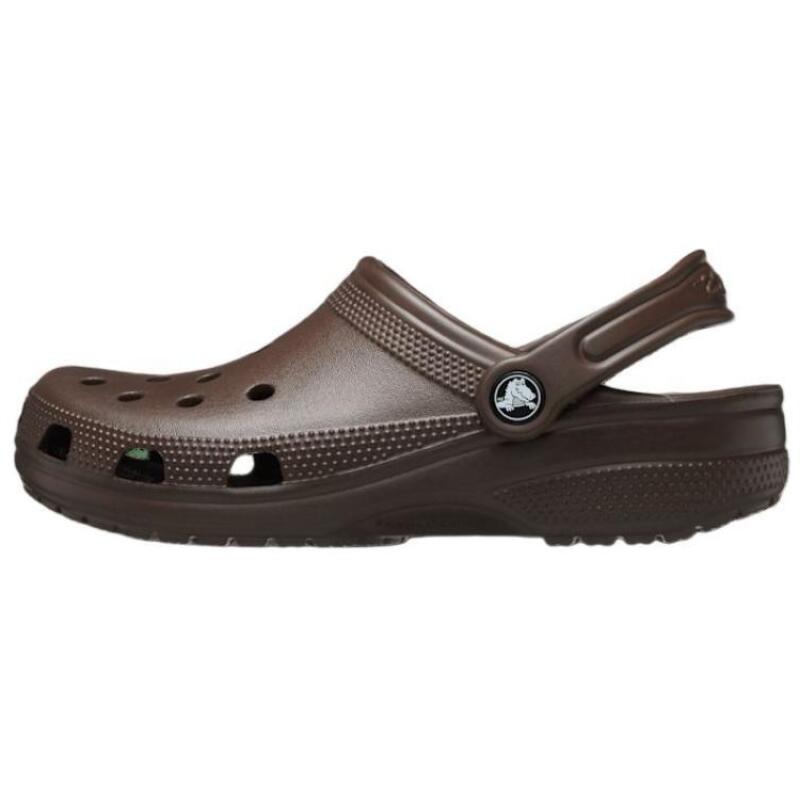 Crocs Классические клоги из искусственной кожи, модные и универсальные дырчатые туфли унисекс, коричневые