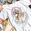 Футболка Digimon с односторонним принтом Angewomon, классическое аниме, оверсайз, хлопок, для фанатов Digimon из 90-х - 2026