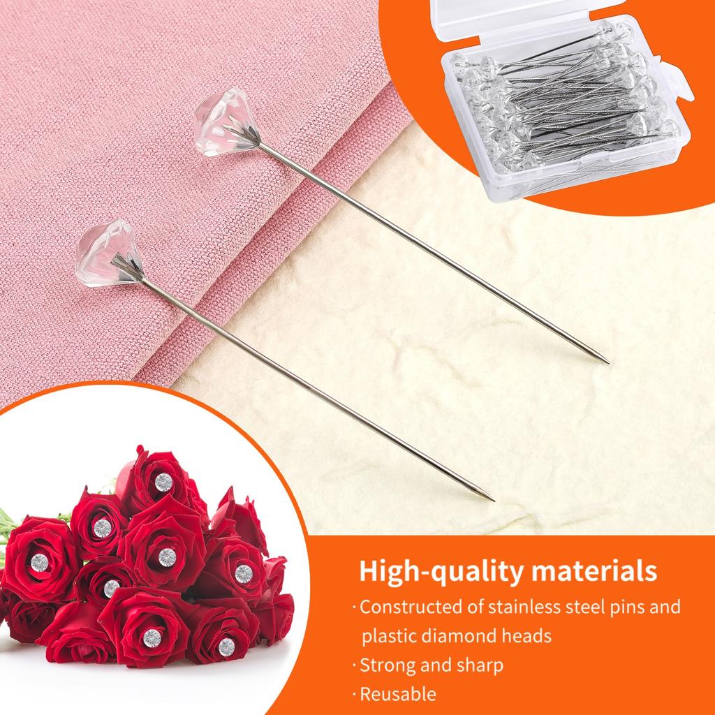 100 шт. Букеты с бриллиантами, корсажи, булавки, цветочные хрустальные стразы, цветочные булавки, булавки с бриллиантами для букетов, свадебные