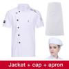 Unisex Chef Uniform Hotel Kitchen Work Clothes Short Sleeved Chef Restaurant Uniform Cooking Shirt Jacket+Hat+Apron