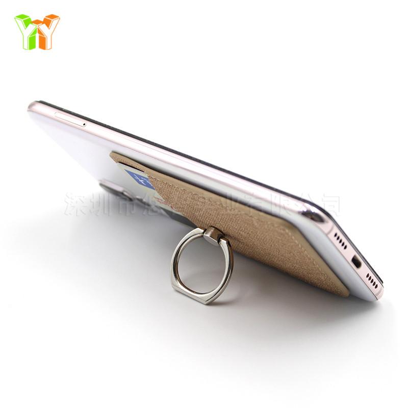 Кожаная подставка для телефона с кольцом на палец, карманом для карт и опорой — портативная наклейка на заднюю панель