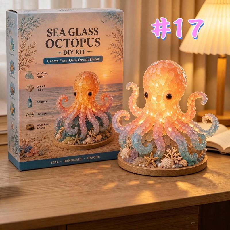 DIY Sea Glass 3D Christmas Tree Craft Kit Ocean Animal Ornament Decor Holiday Home