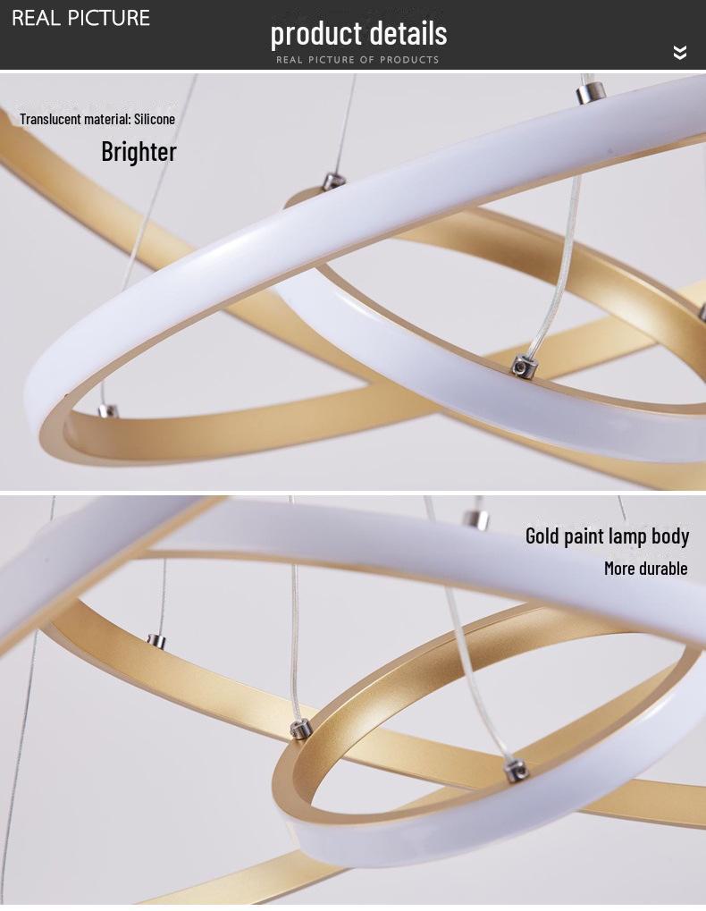 Современная скандинавская люстра с золотым кольцом для гостиной, двухуровневой квартиры, вестибюля, спальни или ресторана.