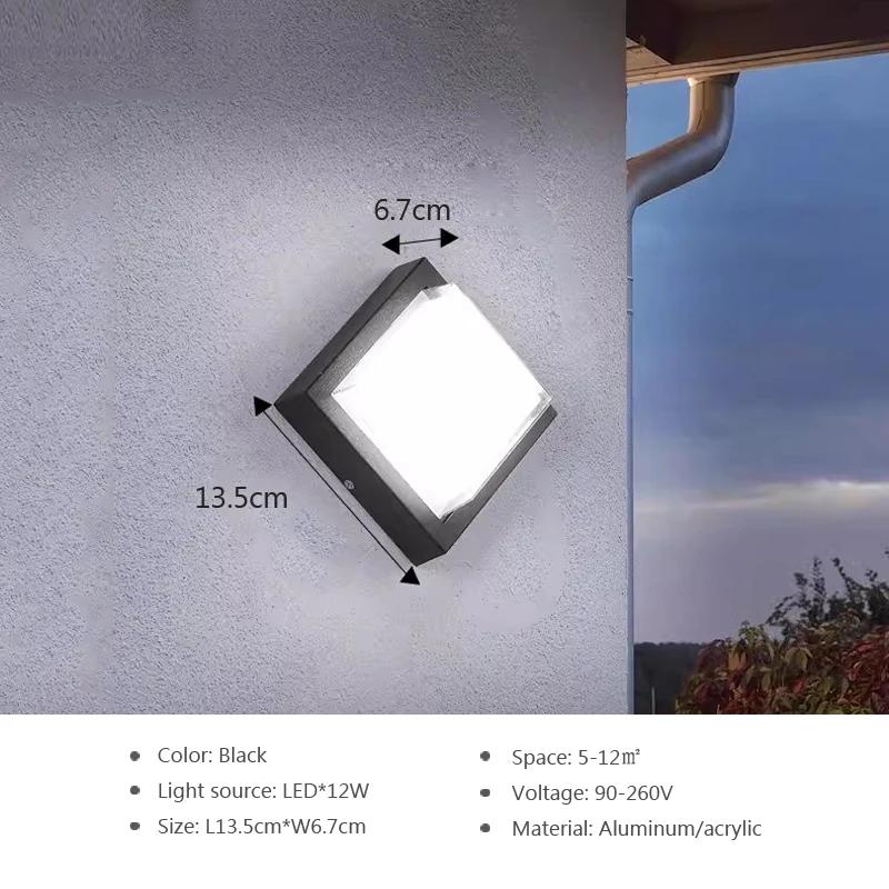 Modern LED Wall Lamp Garden Outdoor Waterproof Door Wall Lamp Courtyard Lamp Retro Living Room Bedroom Balcony Wall Light