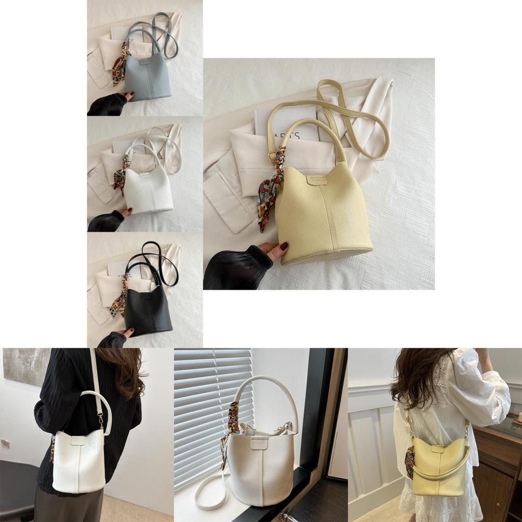 Stylish And Trendy Korean Aesthetic Bucket Bag For Women In Black Blue Yellow White