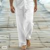 New Men's Trousers Four Seasons Loose Casual Trousers Front Drawstring Pockets Straight Leg Comfortable Soft Beach Fashion Trousers