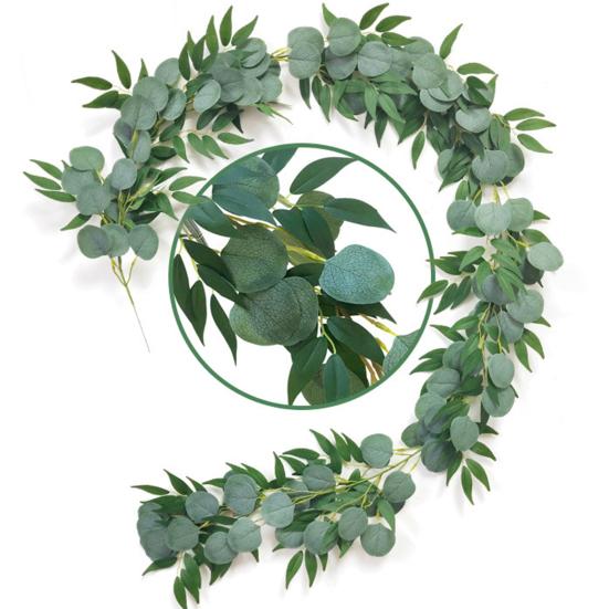 Искусственный эвкалиптовый венок озеленения растений лозы для домашнего свадебного декора сада