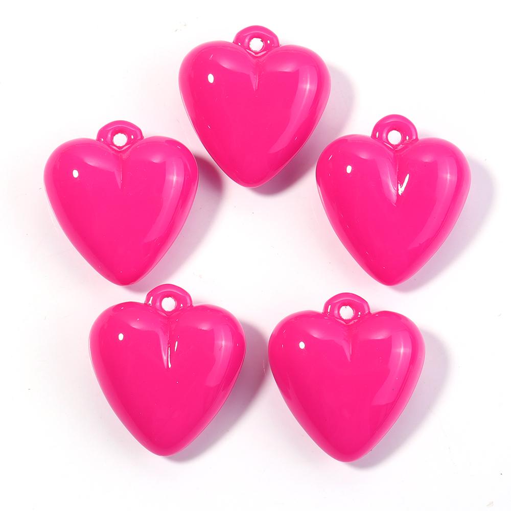5pcs Heart Acrylic Beads 32X35mm Candy Color Baking Paint Hanging Hole Heart Loose Beads For Jewelry Making DIY Bracelet Pendant