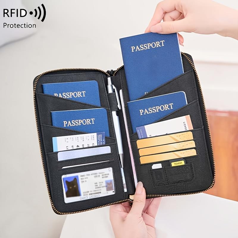 Многофункциональный держатель для паспорта с RFID-защитой, вертикальный кошелек для карт, дорожный органайзер для наличных, карт, удостоверения личности, для ежедневного использования на улице