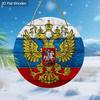2pcs Victory Day In Russia Wooden Sign with Golden Double Headed Eagle Pattern, Round Sign for Front Door, Wall Decor, Ideal Gift for Friend & Family