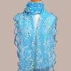Bohemian Embossed Floral Print Turquoise & White Scarf Shawl for Women | Lightweight Breathable Windproof | Machine Washable