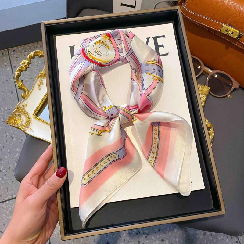 70cm Square Silk-Like Scarf Women Lightweight Fashion Accessory Office Chic Neck Wrap Stylish Print Design