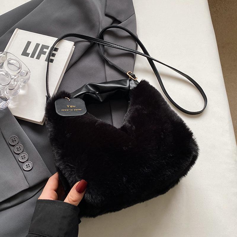Высококачественная популярная плюшевая сумка Fairy, новый стиль, зимняя сумка, плиссированная женская сумка, сумка через плечо на одно плечо