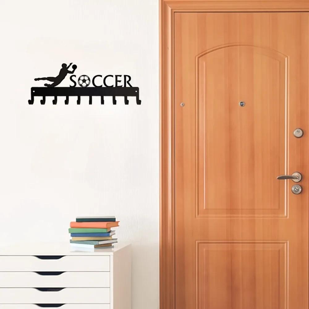 1 шт. вешалка для медалей футбольного вратаря с 10 крючками, металлическая настенная вешалка для ключей, вешалка для полотенец, вешалка для пальто, подарок любителю спорта