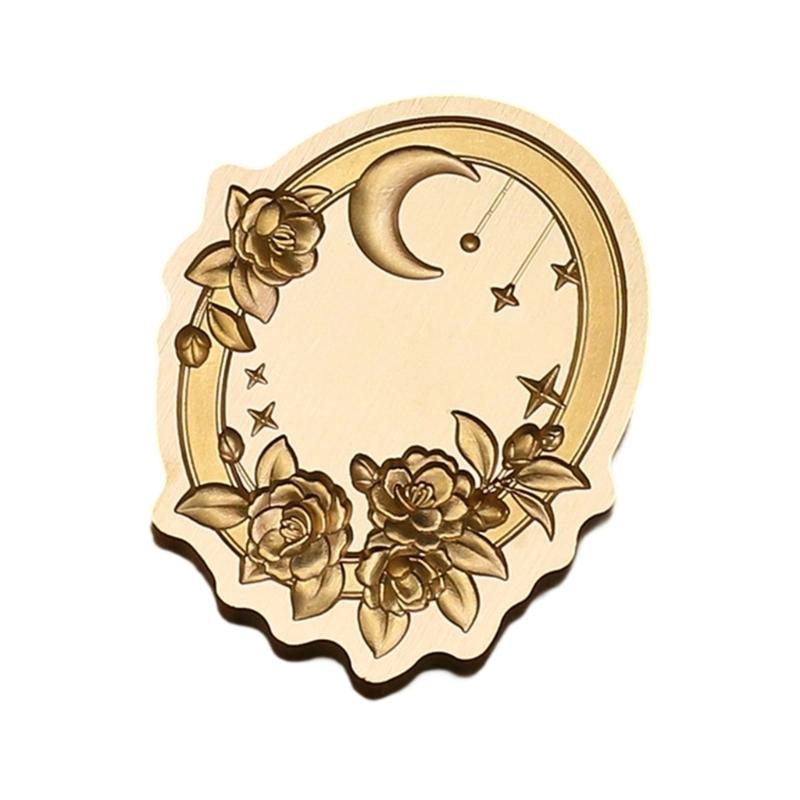 Antique Solid Brass Wax Seal Stamp Head Engraved Embossing Tool Seal Flower Frame for Handmade Letters Gift Wrapping
