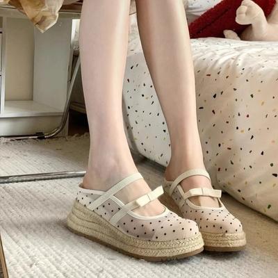 Летние босоножки на платформе и танкетке, женские мюли, элегантные шлепанцы с закрытым носком, уличный стиль для женщин, сандалии