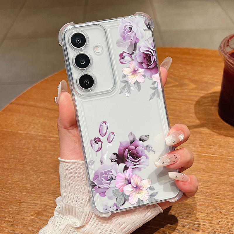 Цветы Цветочный узор Чехол для телефона Для Samsung Galaxy S26 S25 S24 S23 Ultra S22 Plus S21 S24 S25 FE Прозрачный Ударопрочный Мягкий чехол