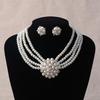Pearl Flower Bridal Jewelry Set with Necklace and Earrings