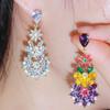 Длинные серьги-капли WWJ Exquisite Flower с разноцветным цирконом