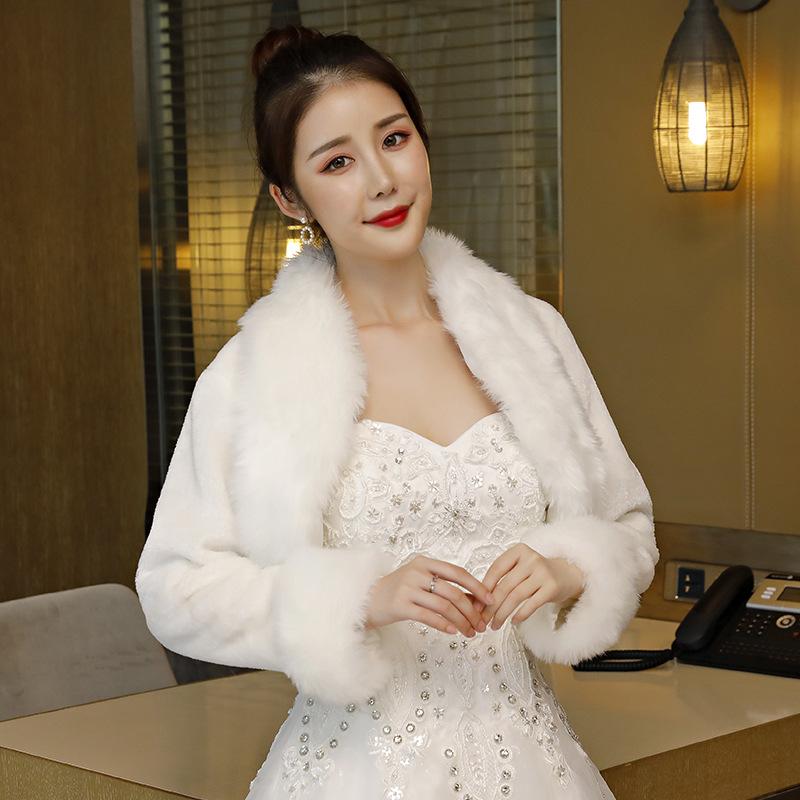 Свадебная шаль Меховая палантина с запахом искусственного меха Вечернее платье Болеро Накидка Свадебная шаль Зимний свадебный плащ