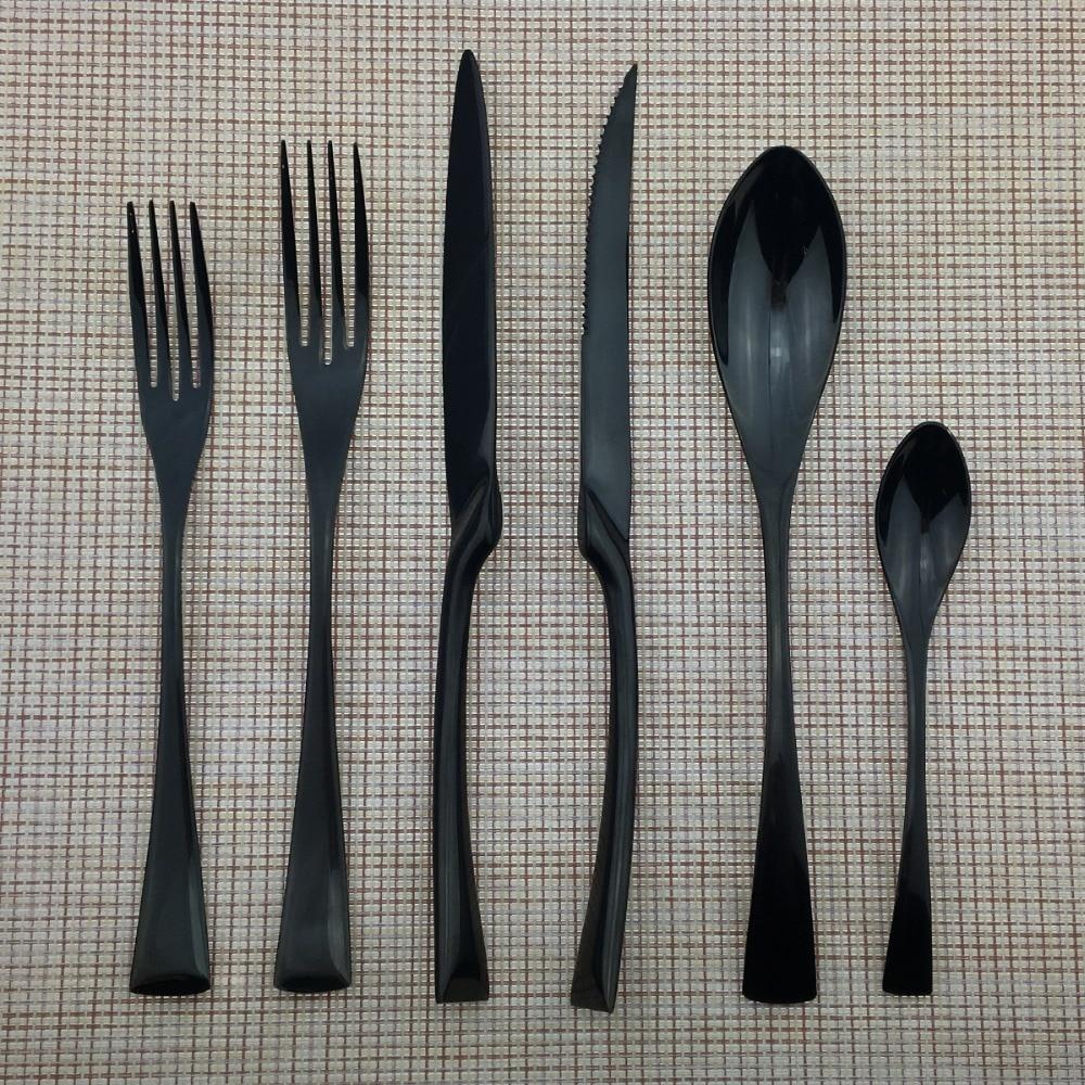 1-Piece Mirror Black Cutlery Set 18/10 Stainless Steel Western Food Tableware Sets Butter Fork Spoon Dinnerware