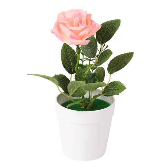 Искусственная Роза в Горшке Настольная Искусственная Роза Бонсай Многоразовая Искусственная Роза в Цветочном Горшке для Домашнего Офисного Декора Реквизит для Фотографии