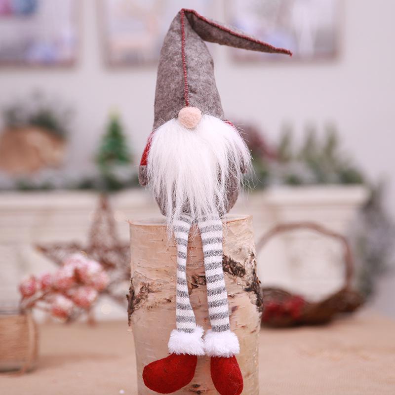 Christmas Long Legged Santa Gnome Plush Doll Ornament Xmas Elf Toys Holiday Home Party Decor Kids Gift
