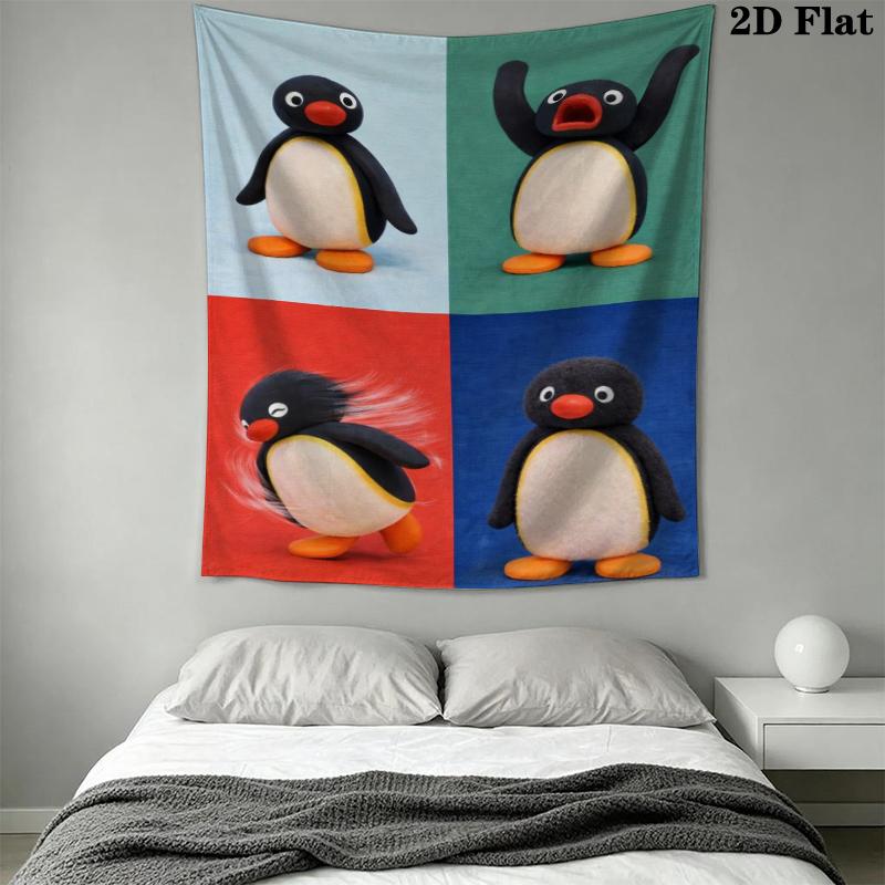 PINGU Wall Tapestry Aesthetic Wall Hanging Printed Fabric Blanket Decorative Tapestries for Bedroom Living Room Home Decor